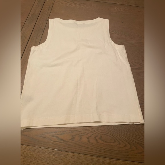 Lauren Ralph Lauren Ivory Sleeveless Crop Top Size Small Cotton Soft Side Slits - Picture 4 of 7